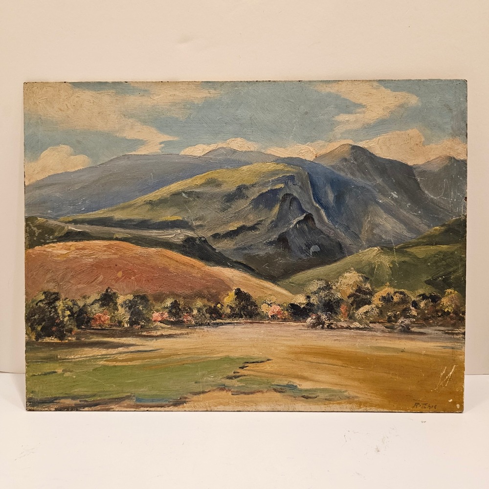 Vintage Roberta A Ritchie Oil Painting La Sal Mountains Utah Landscape 16x12